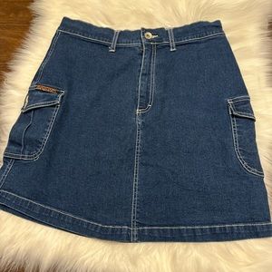 NO EXCUSES Vintage Y2K Cargo Pocket Denim Skirt